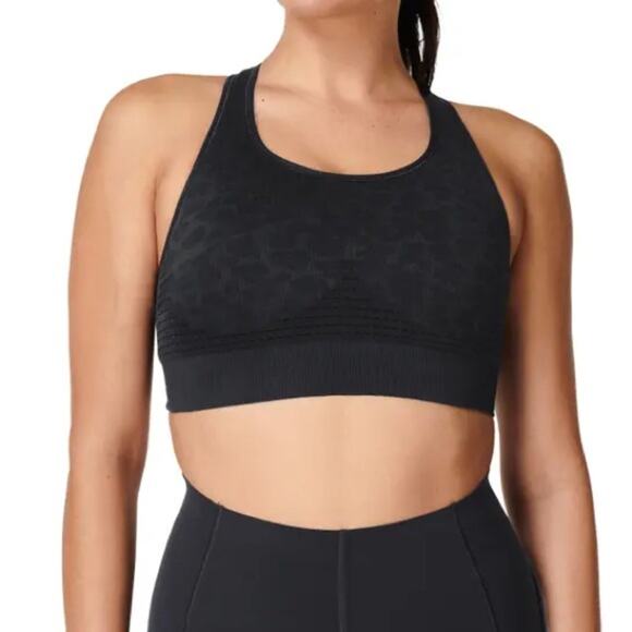 Sweaty Betty Grey Leopard Stamina Workout Yoga Exercise sports running bra S new - Picture 1 of 10